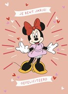 Verjaardagskaart Minnie Mouse gefeliciteerd